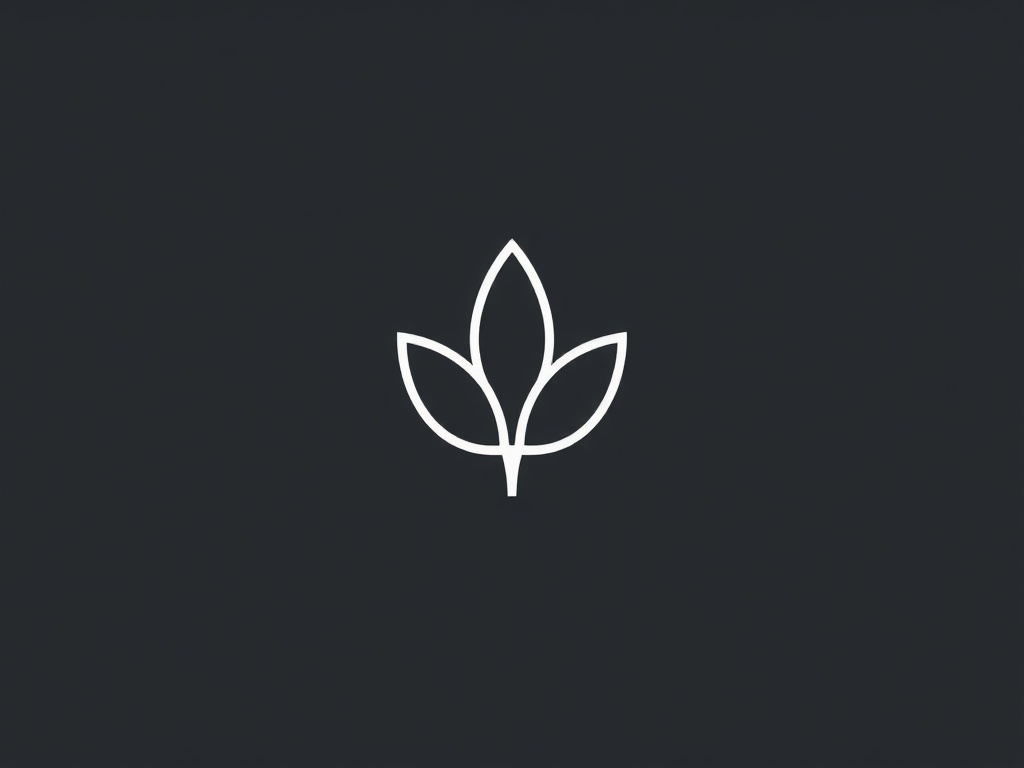 Minimalist geometric logo combining leaf and air purifier icon, flat design, white on dark gray, 8k